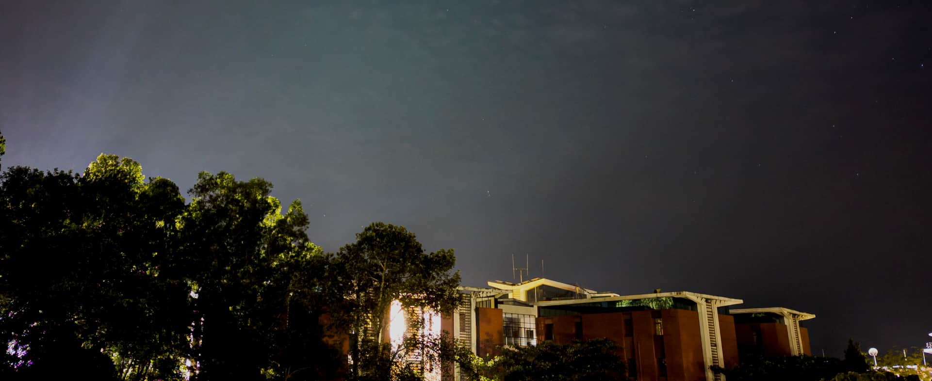 A haven of learning glowing beneath a canopy of stars.